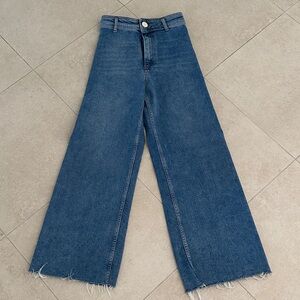 Zara The Marine Wide-Leg High-Rise Women's Jeans in Dark Blue